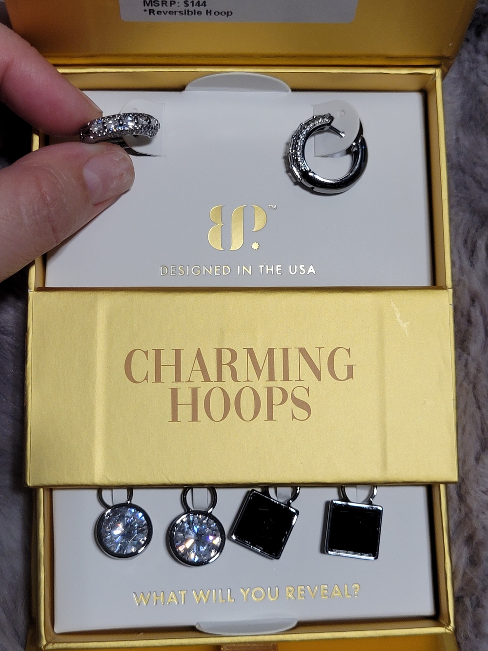 Charming Hoops Reversible Silver Crystal Huggie Earrings